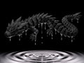 Long 3D printed articulated dragon with segmented body, ridged spines and moveable joints