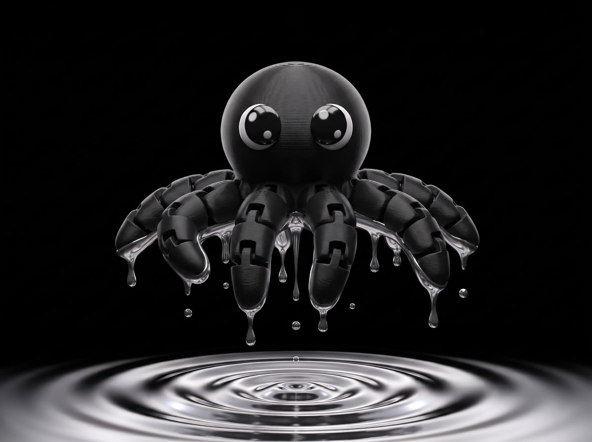 3D printed articulated octopus with eight segmented arms and a smooth domed body