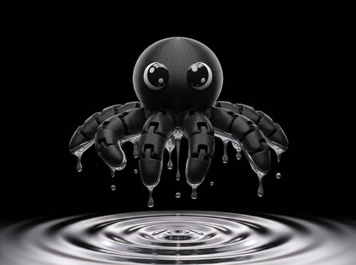 3D printed articulated octopus with eight segmented arms and a smooth domed body