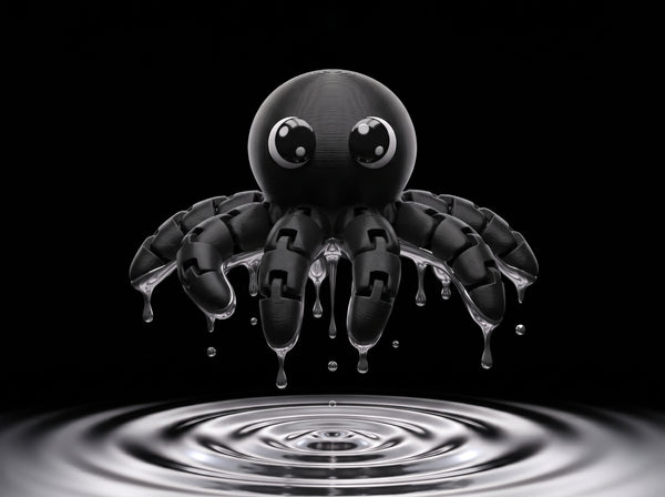 3D printed articulated octopus with eight segmented arms and a smooth domed body